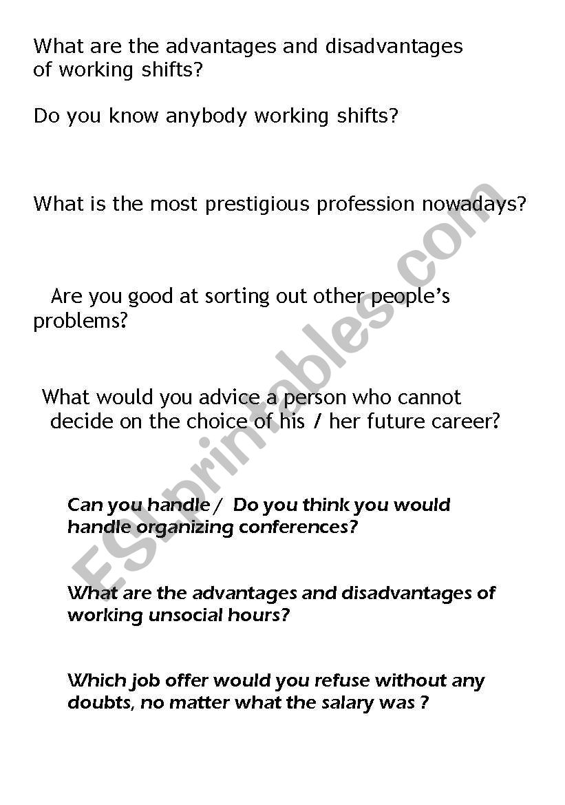 jobs worksheet
