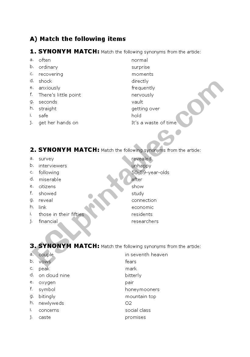 vocabulary worksheet