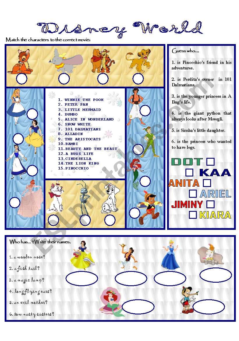 DISNEY WORLD worksheet