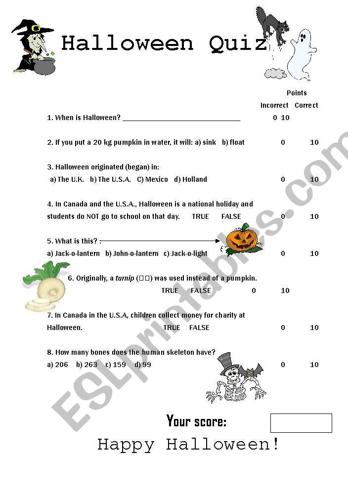 Halloween Quiz worksheet