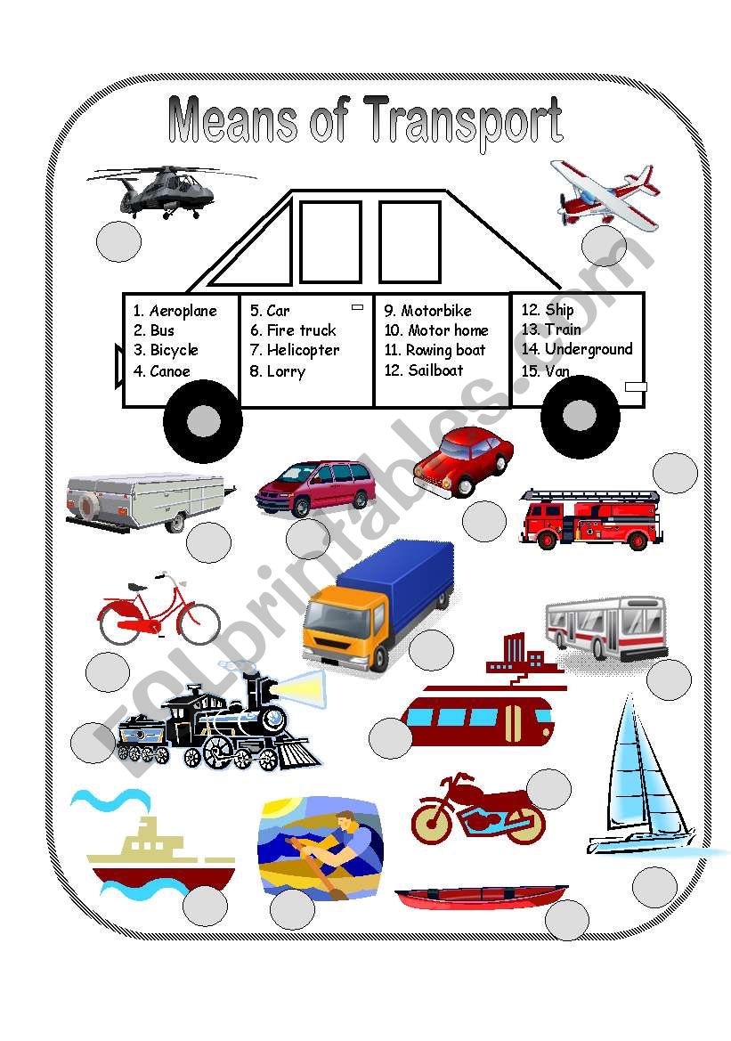 Means of Transport worksheet