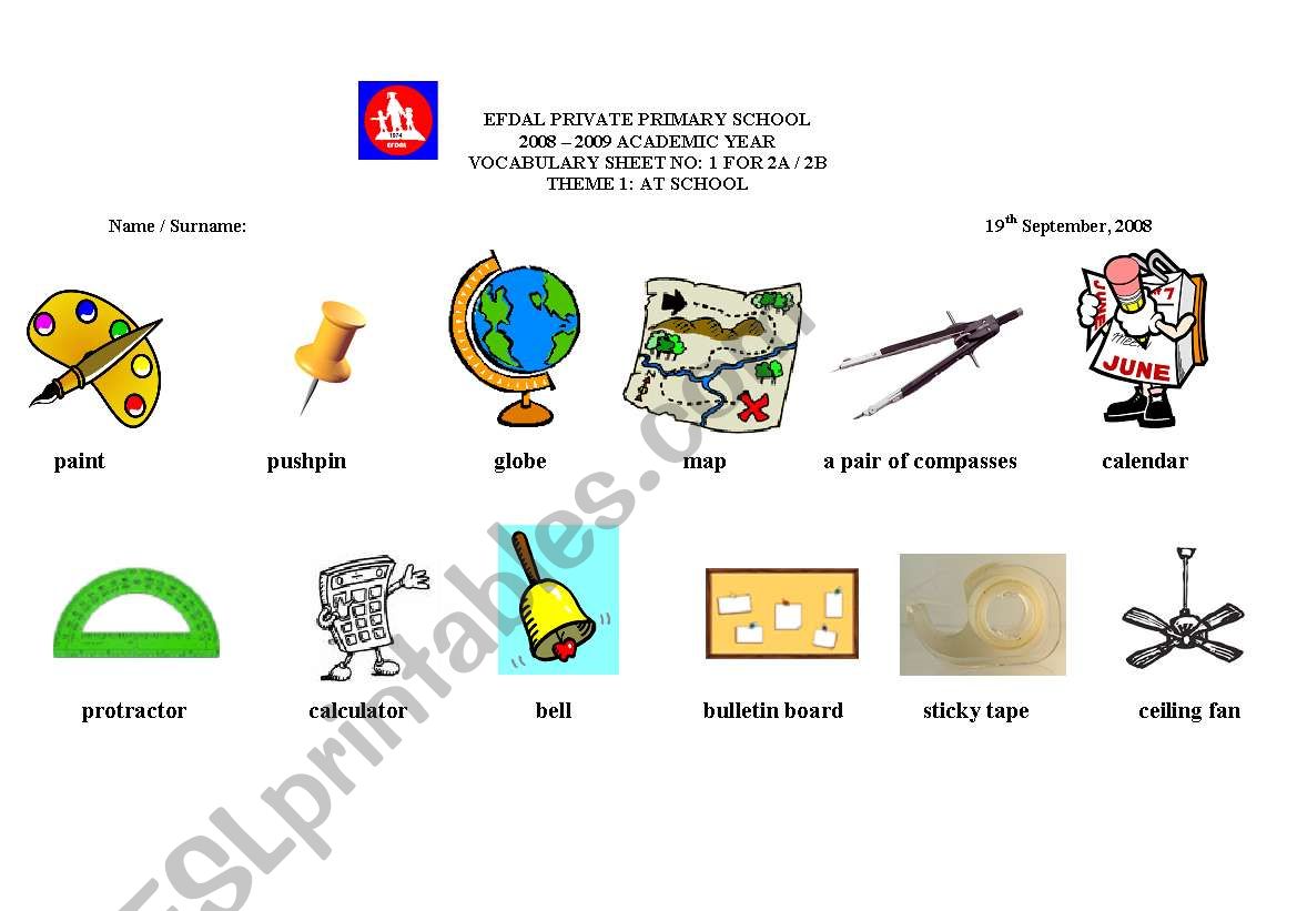 classroom objects (vocabulary expansion)