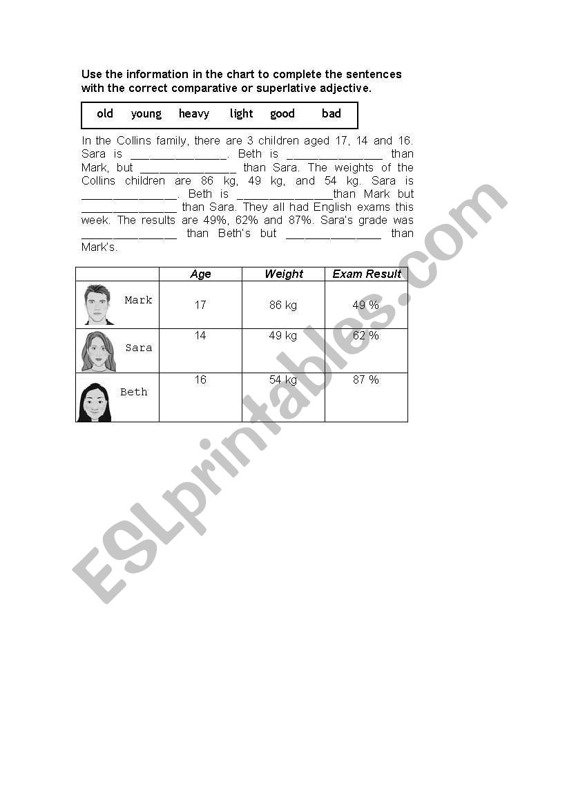 Comparatives and Superlatives worksheet