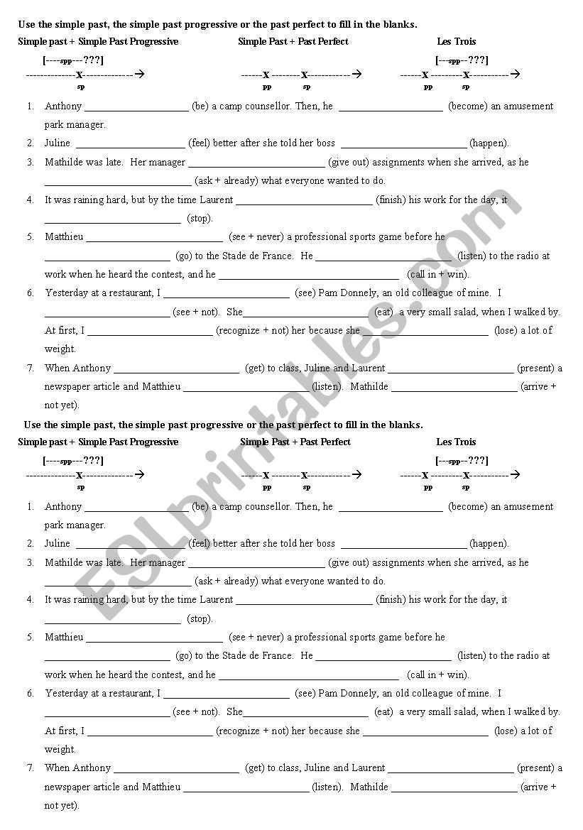 Using the Past Tenses worksheet