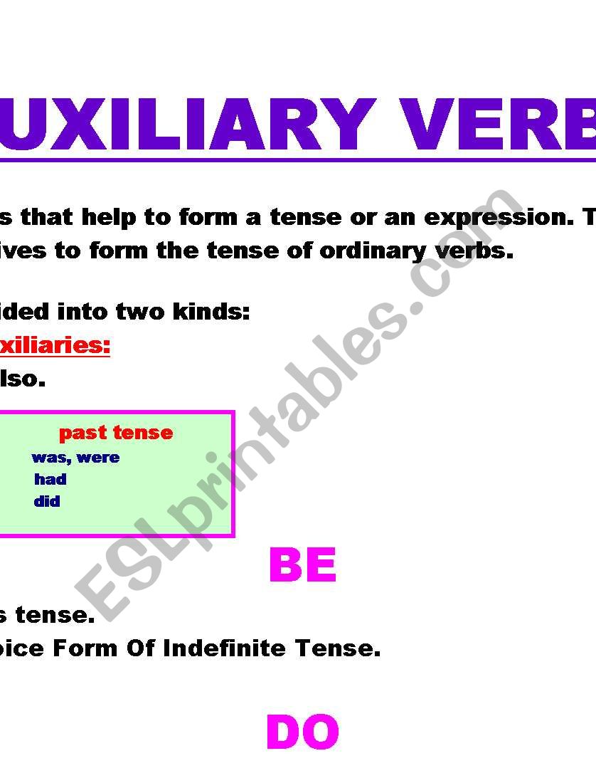 AUXILIARY VERBS worksheet