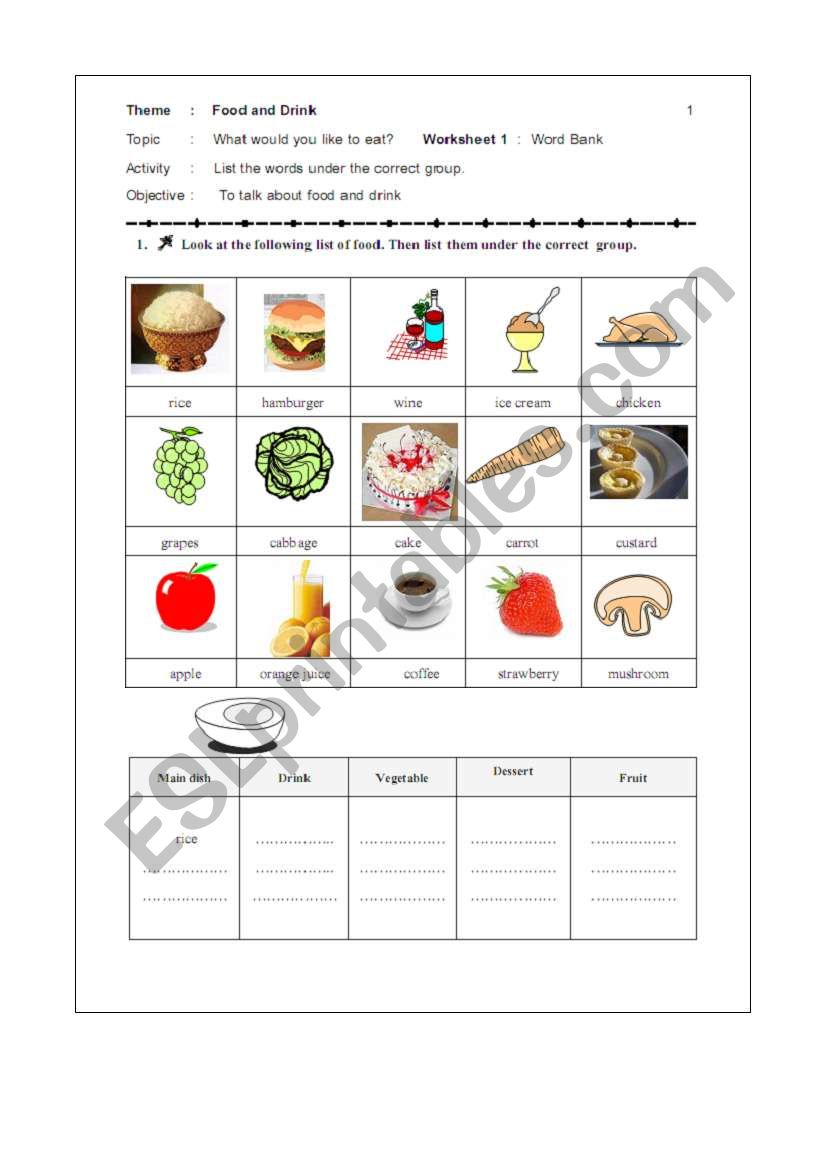 ....Food & Drink.... worksheet