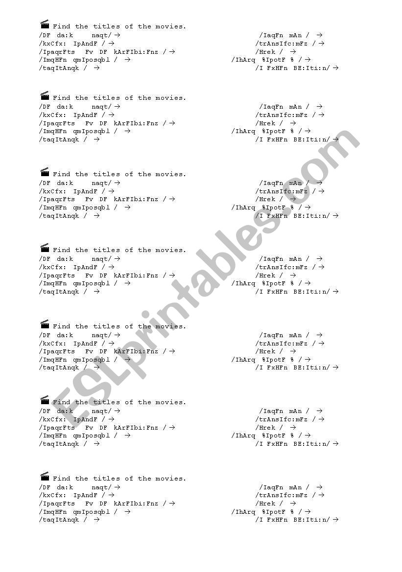 Phonetic symbols - exercise worksheet