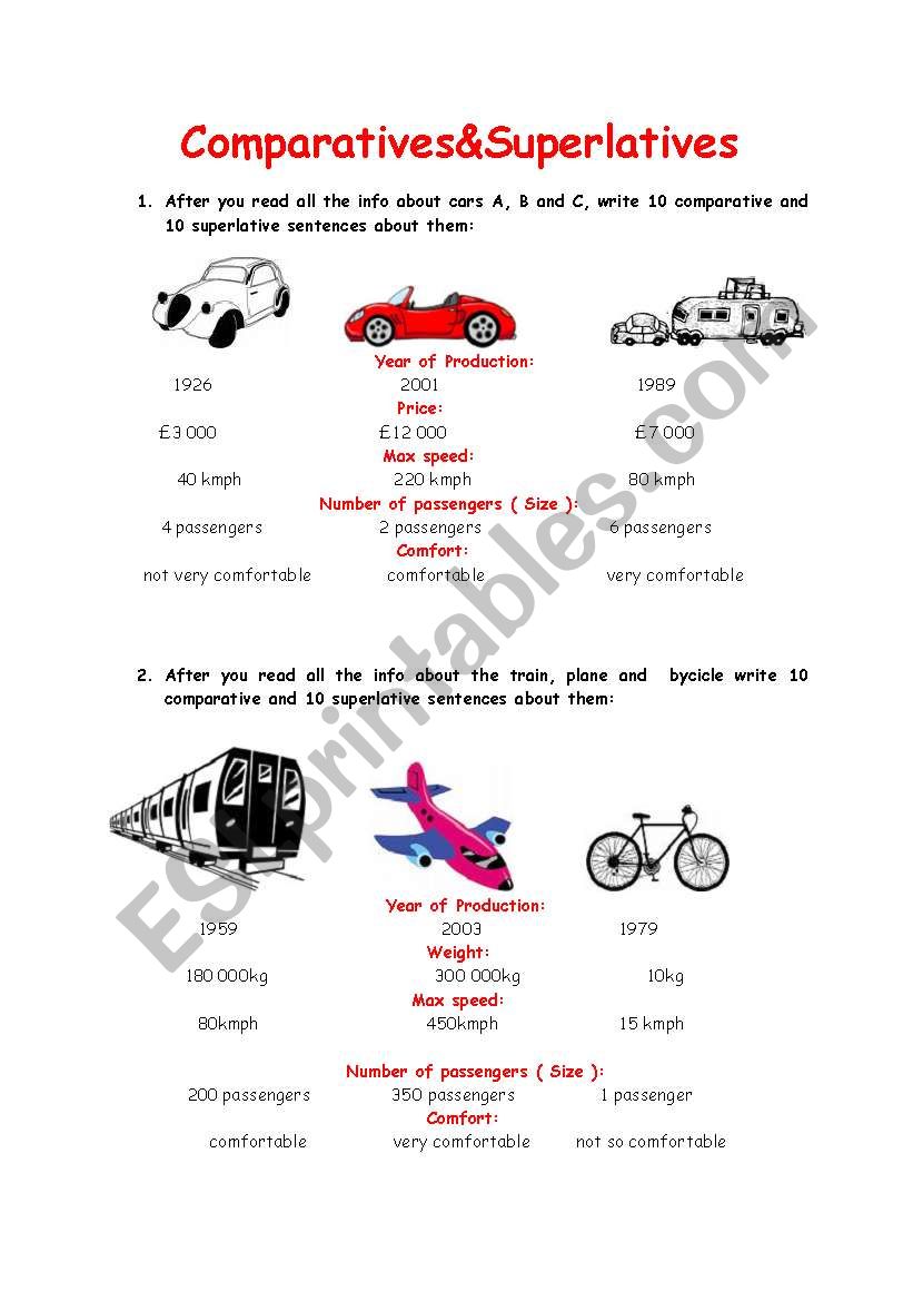 comparatives and superlatives worksheet