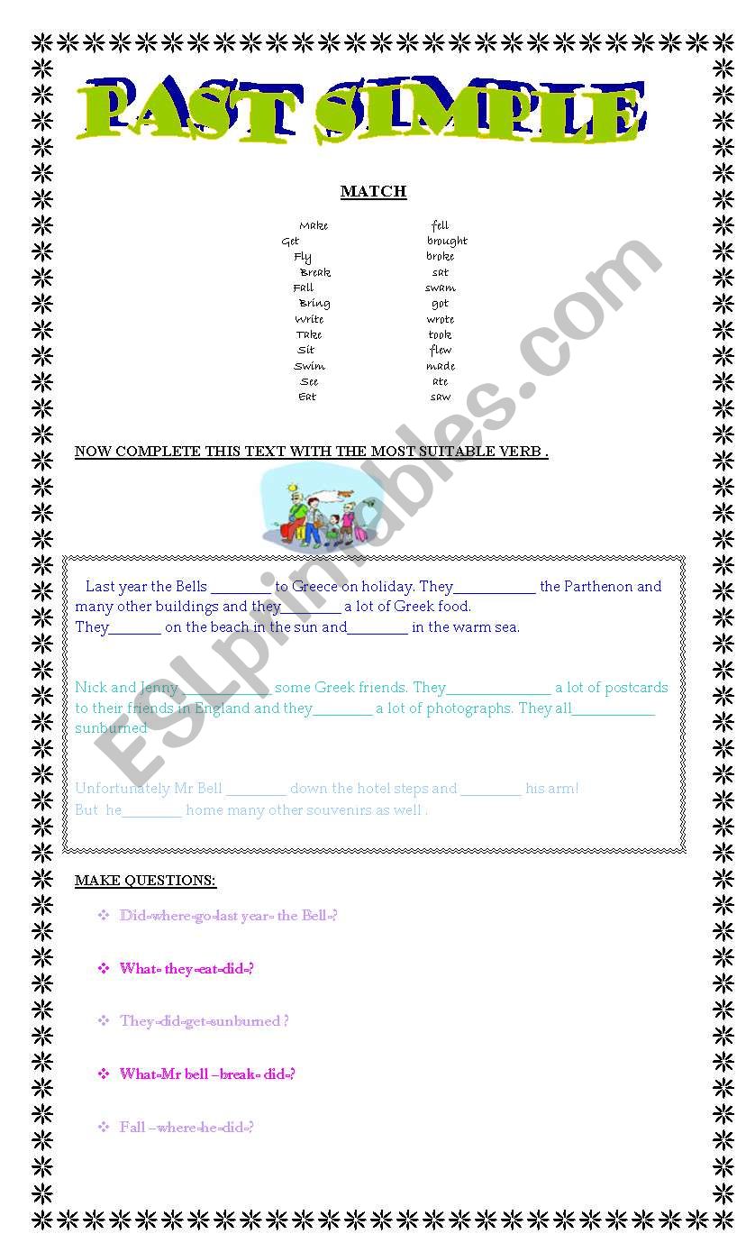 simple past - irregular verbs worksheet