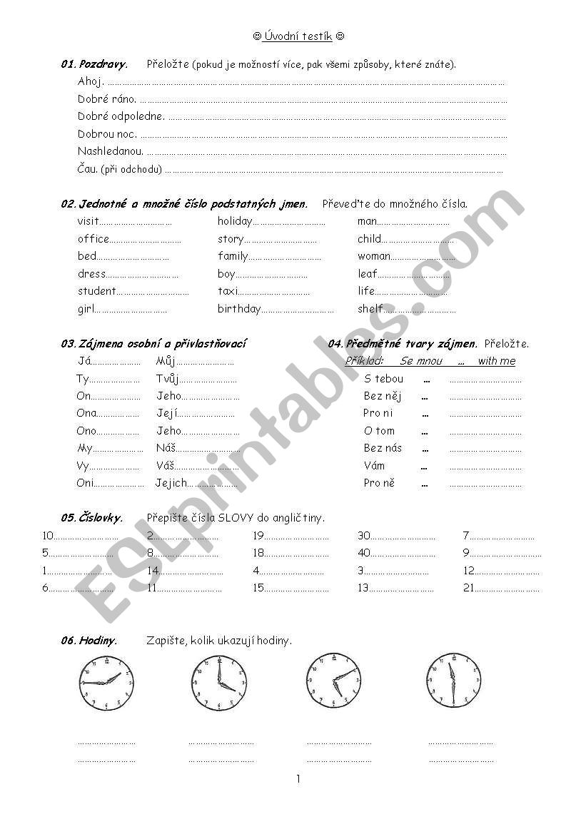 Basic skills revision - CZ lang