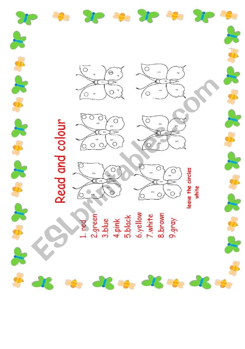 read and colour worksheet