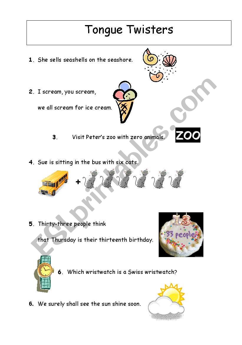 Tongue Twisters worksheet