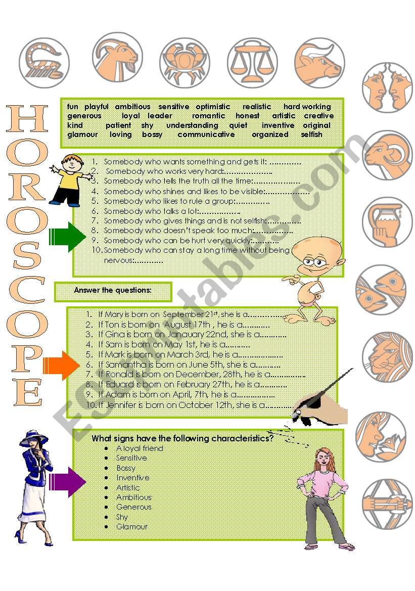 HOROSCOPE 2 of 2 (practice) worksheet