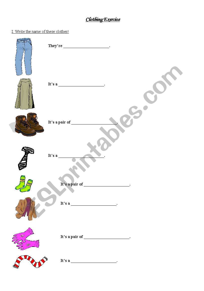 clothes worksheet