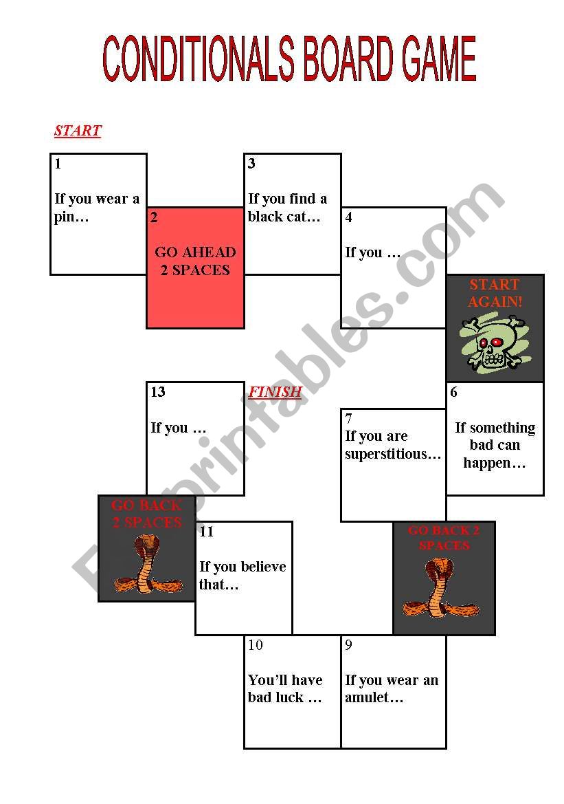 Conditionals board game worksheet