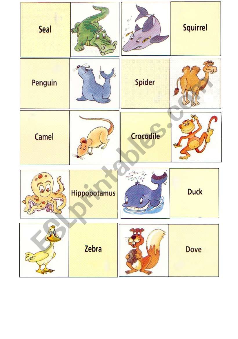 animal domino (1/3) worksheet