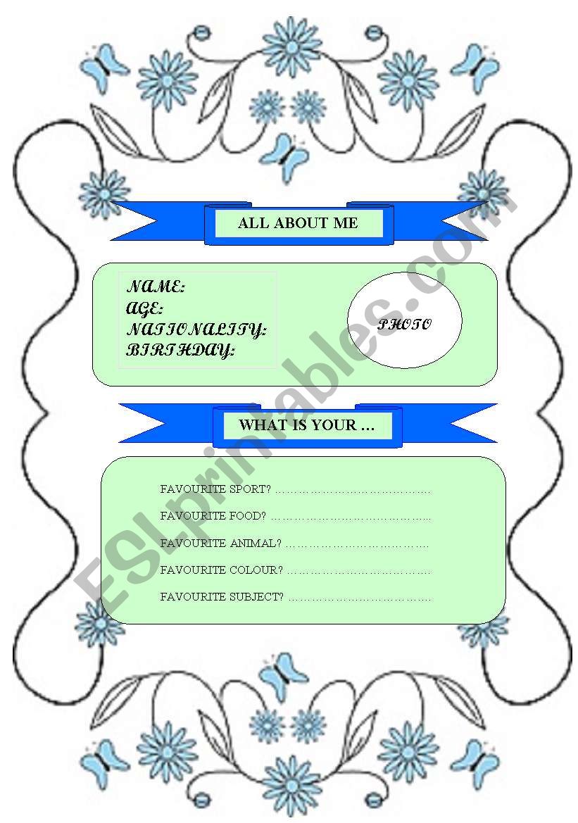 personal profile - 1 worksheet