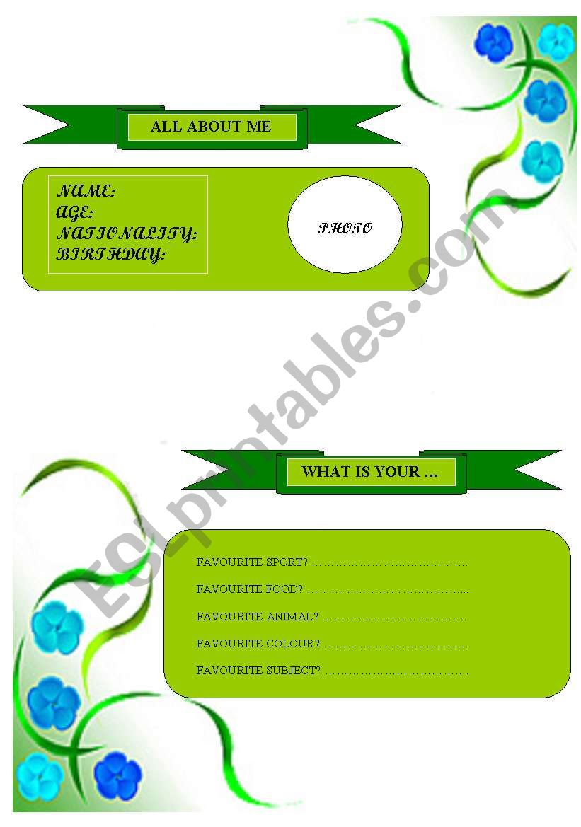 personal profile - 2 worksheet