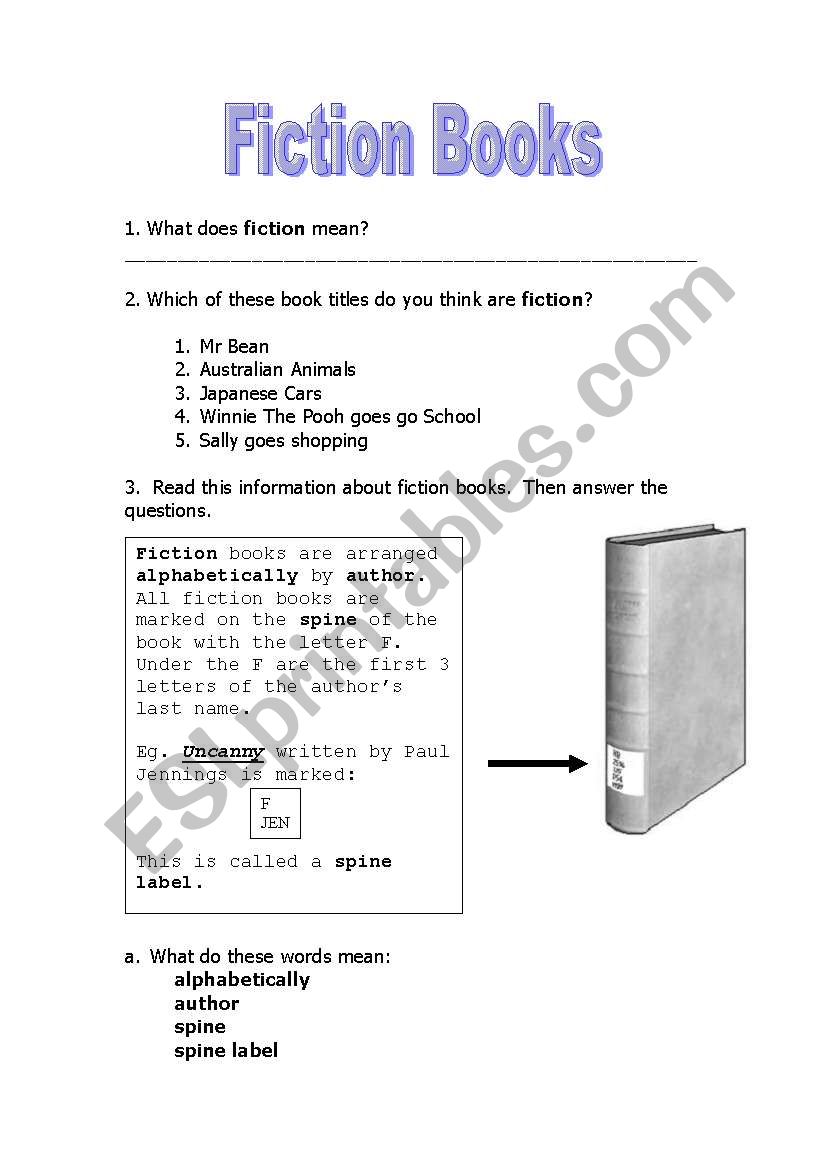 Fiction Books worksheet