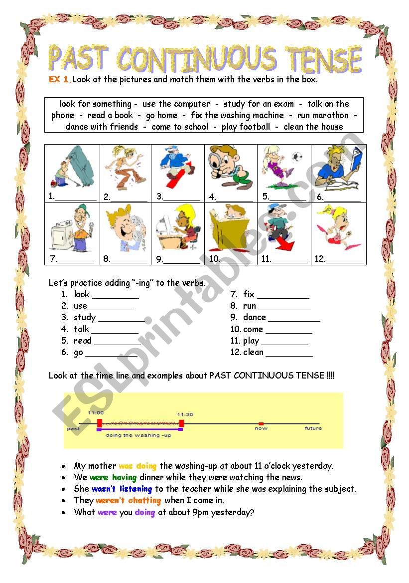 Past Continuous Tense Worksheet Printable