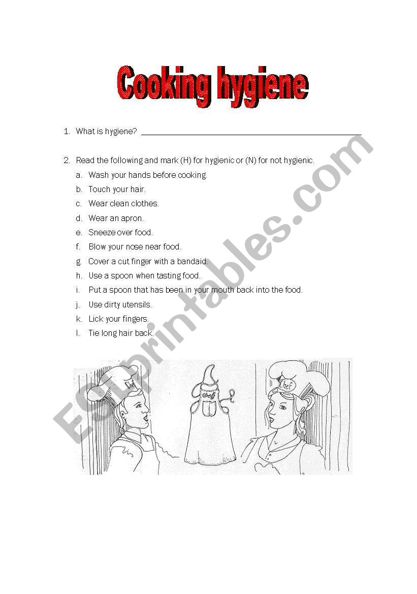 Cooking hygiene worksheet
