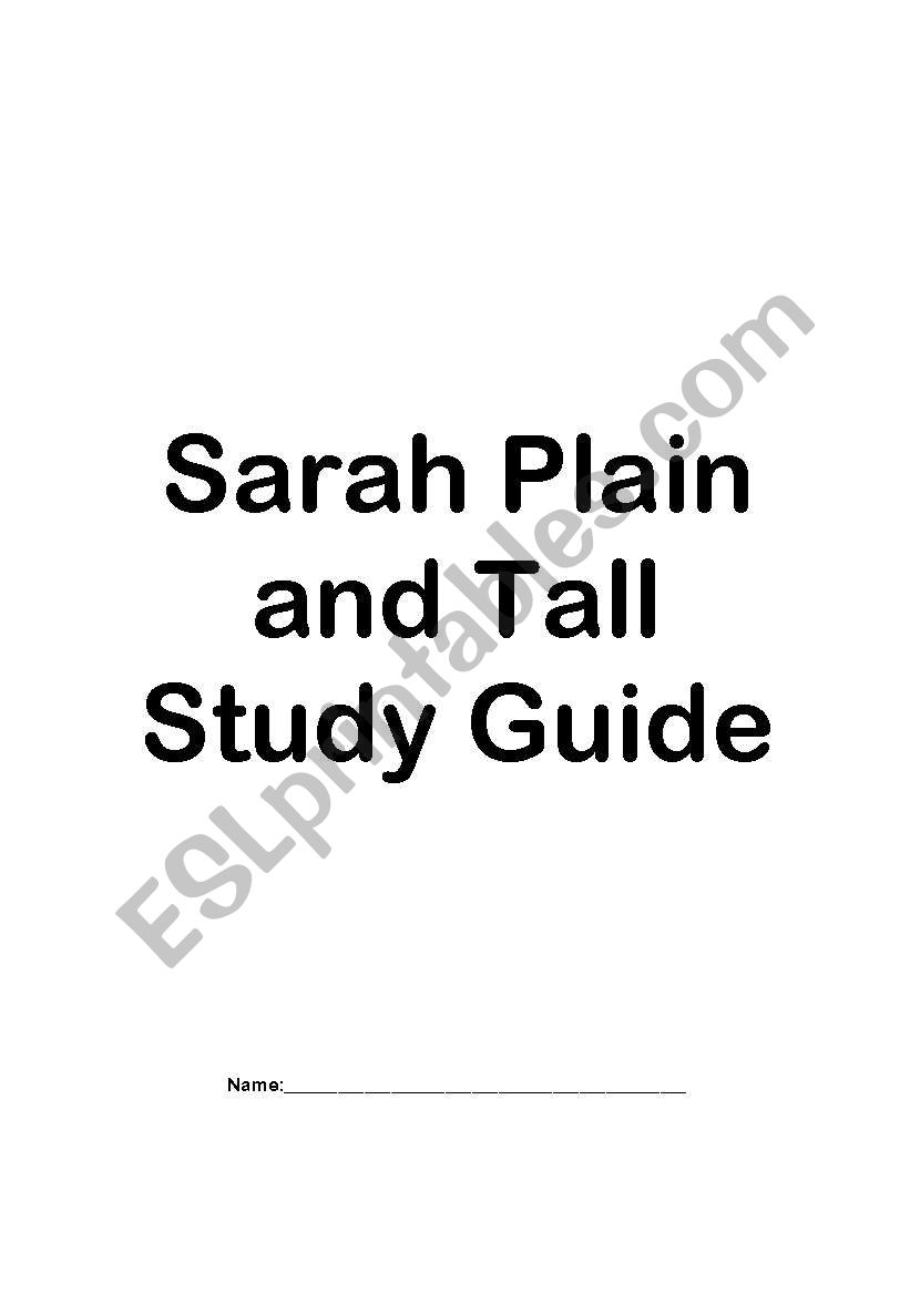 Study Guide for Sarah Plain and Tall