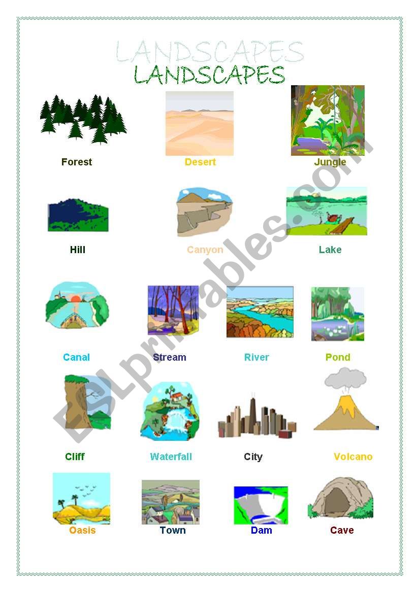 Landscapes worksheet