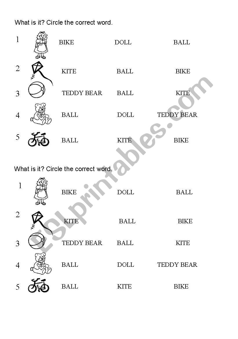 toys choose worksheet