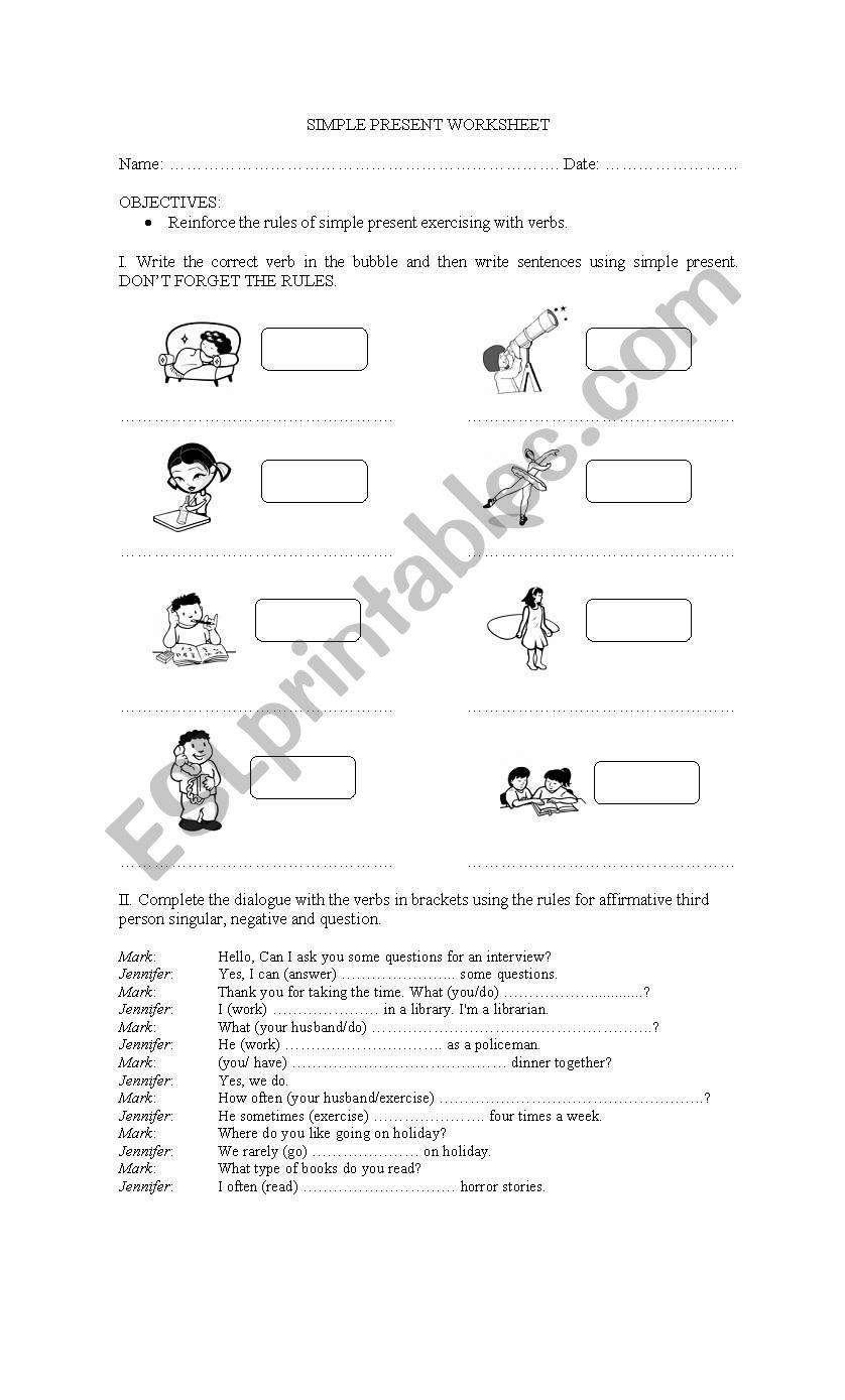 simple present worksheet worksheet