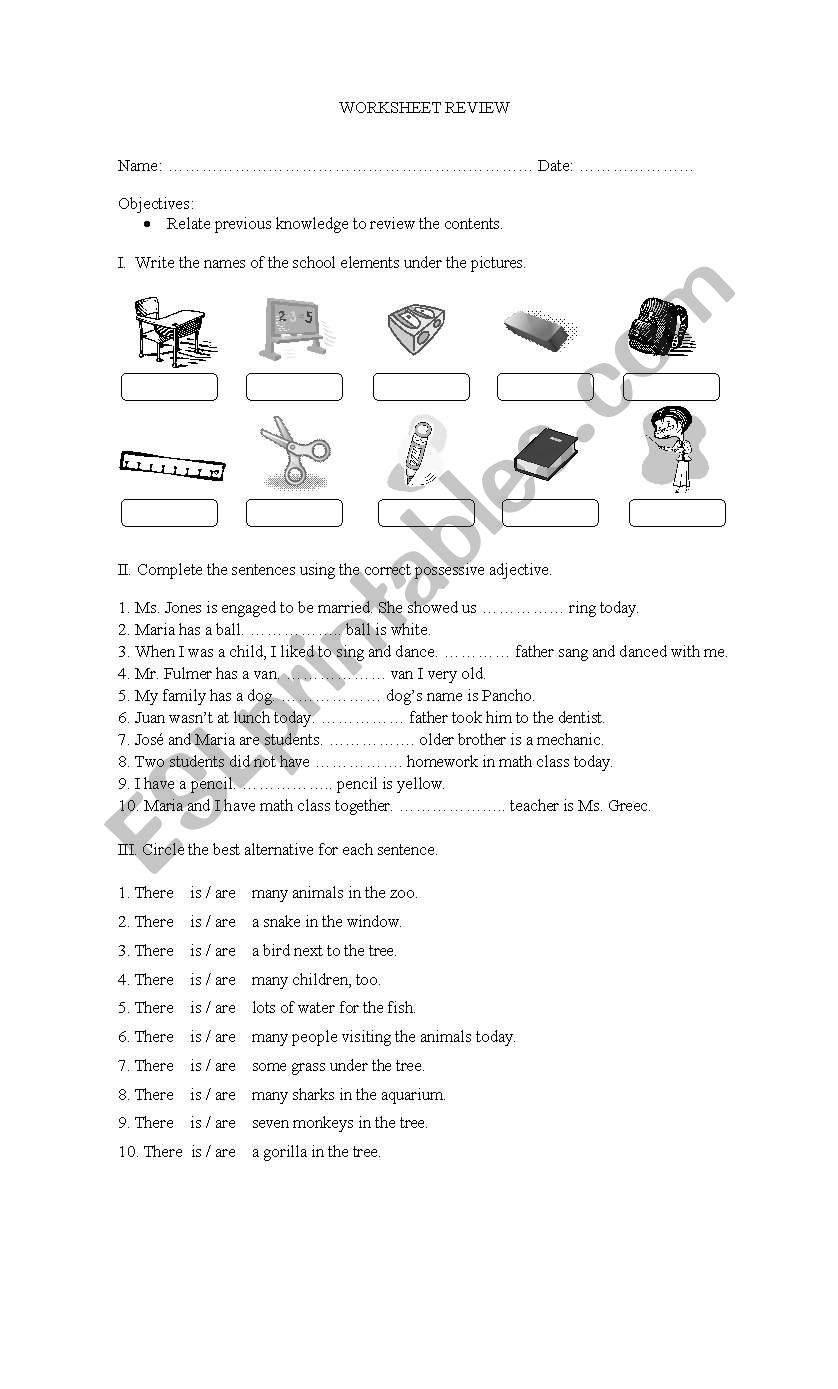 worksheet review worksheet