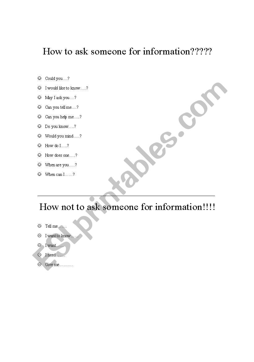 Proper and Improper Ways to Request Inforamtion