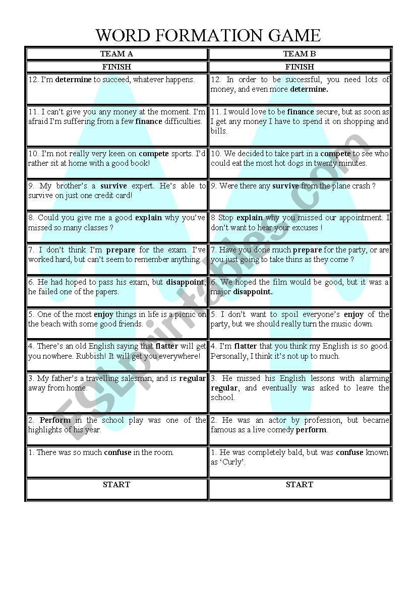 Word Foramtion 2 worksheet