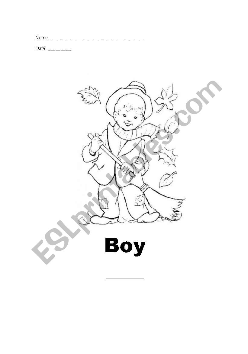 Boy worksheet