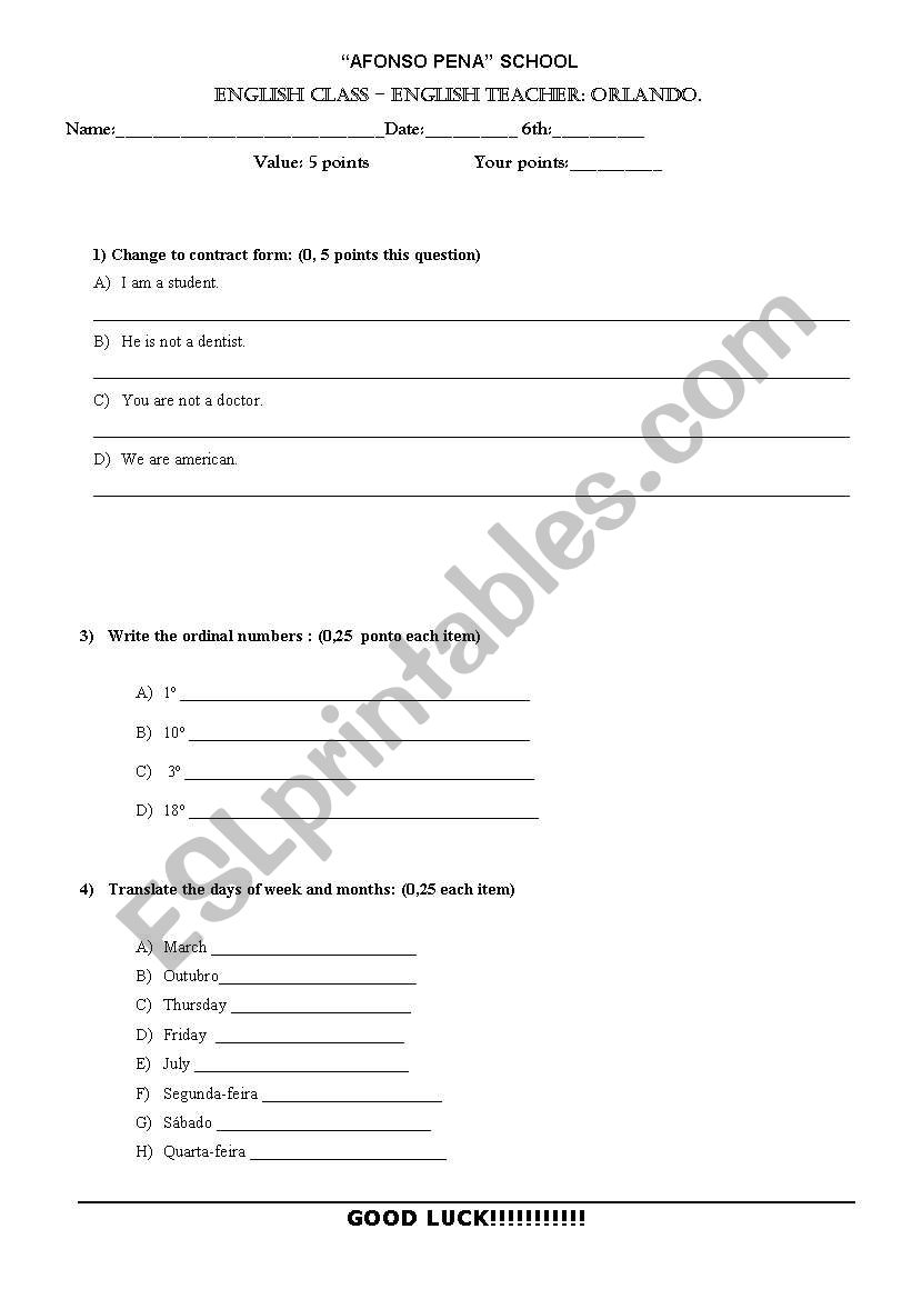 Test worksheet