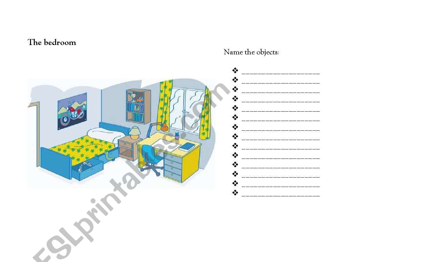 The bedroom worksheet