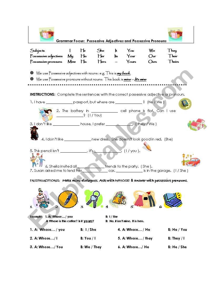 Possessive adjective and pronouns-Whose