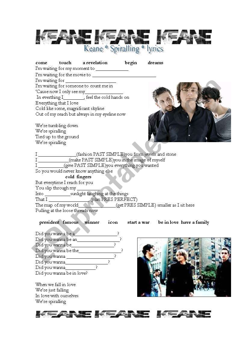 Keane * Spiralling *  worksheet