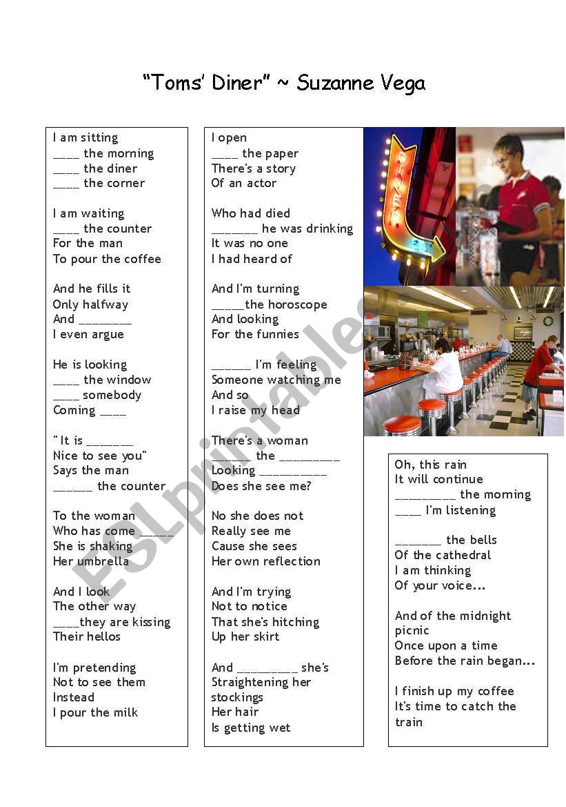 Toms� Diner worksheet