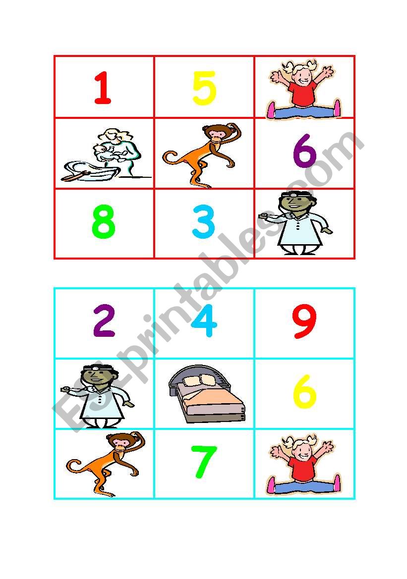 Ten little monkeys bingo worksheet