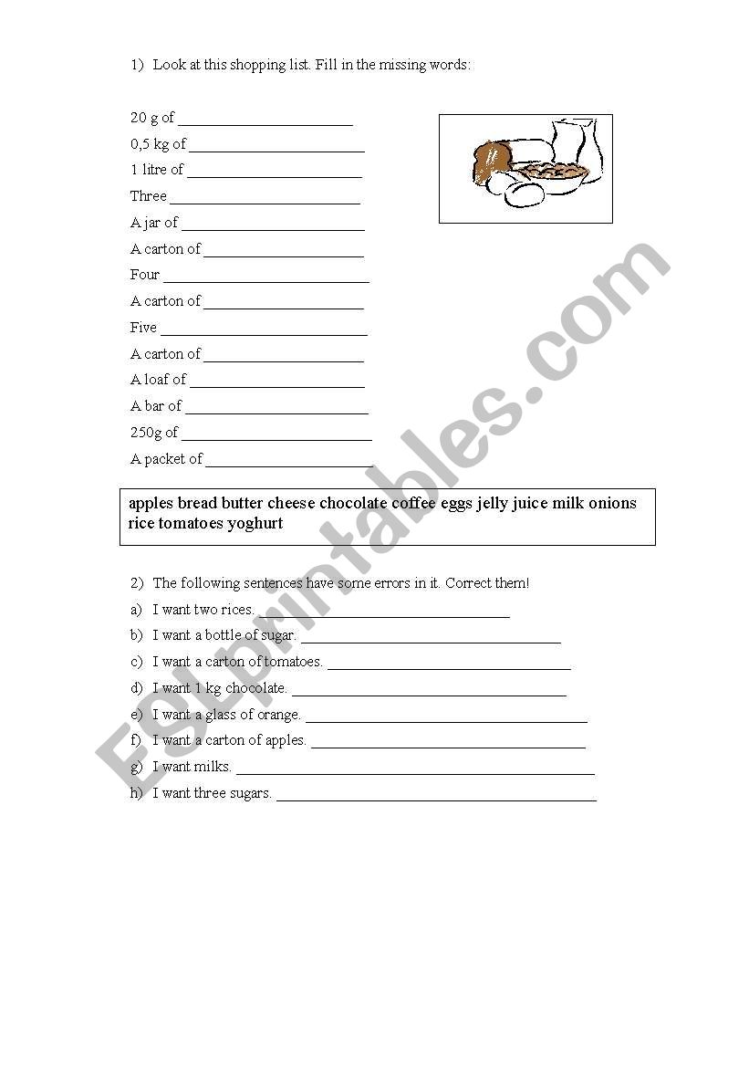 Countable/uncountable worksheet