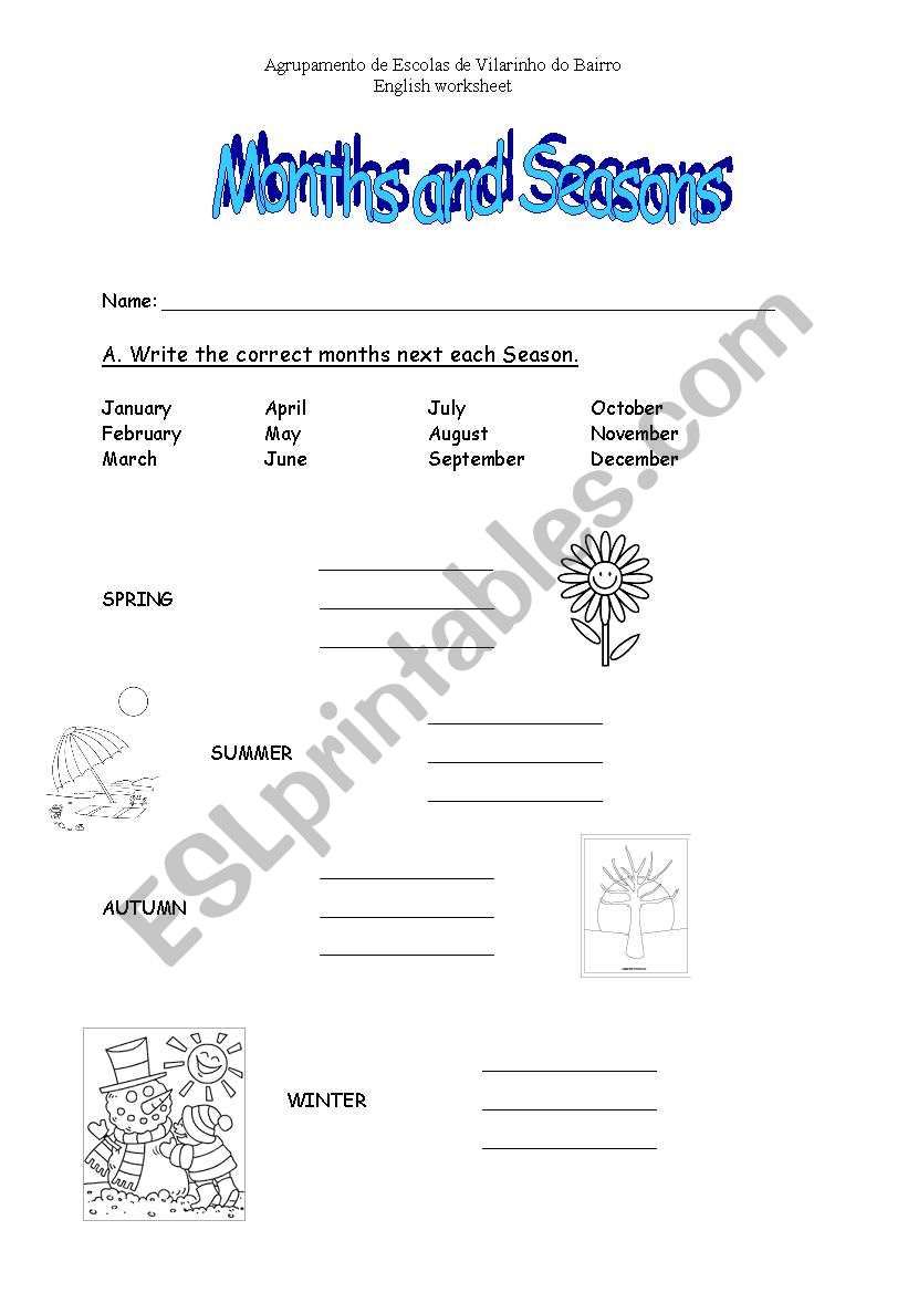 Months and Seasons worksheet