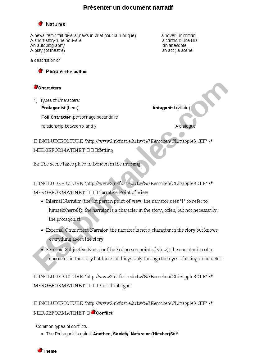 How  to present a narrative document