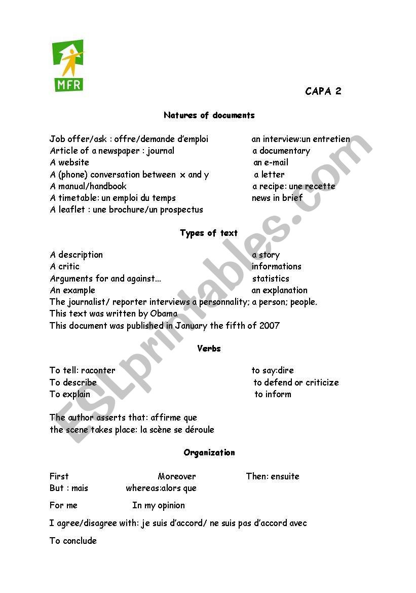 How to present a document worksheet