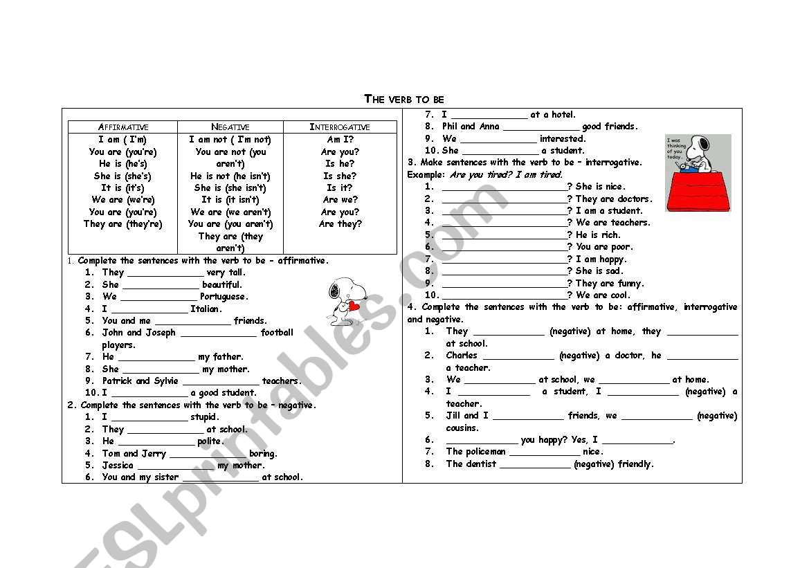 The verb to be worksheet