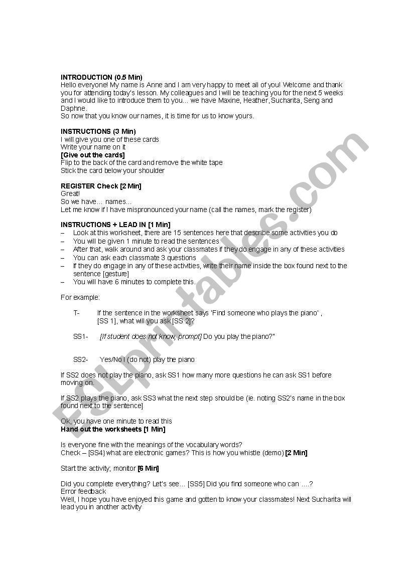 Find someone who... worksheet