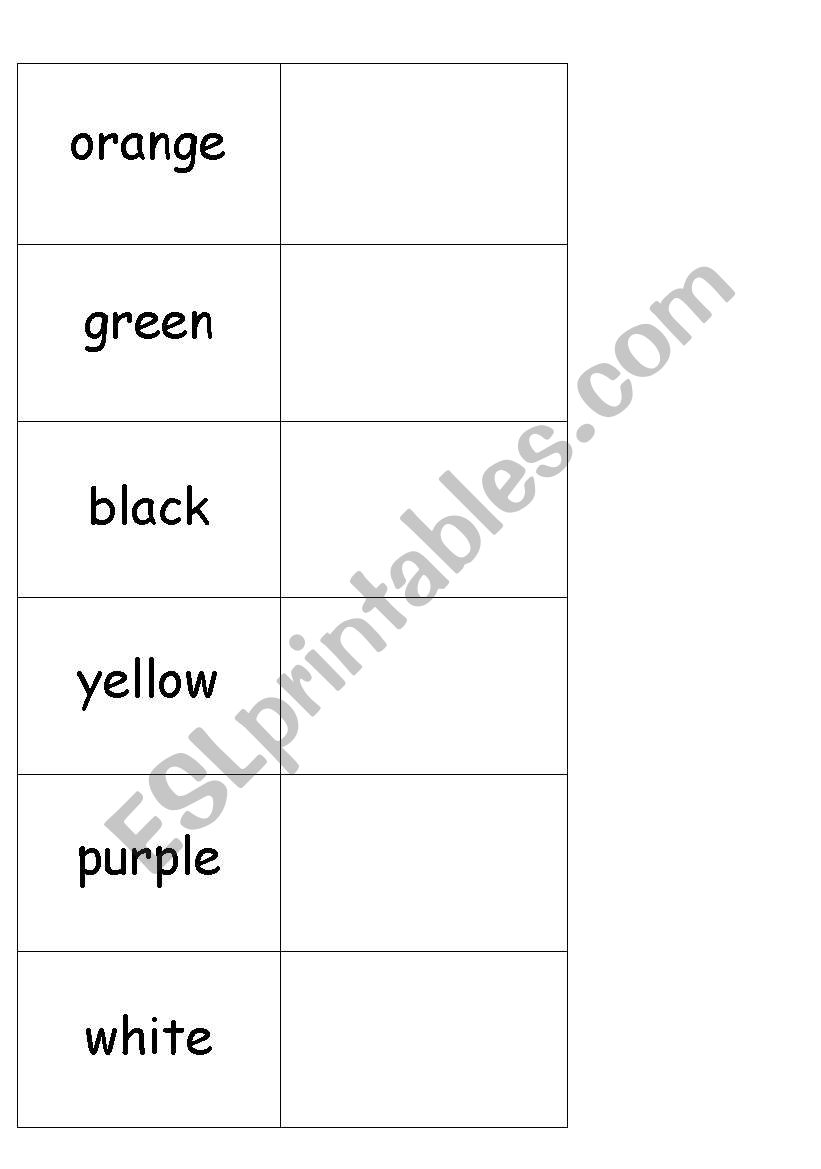 colours domino worksheet