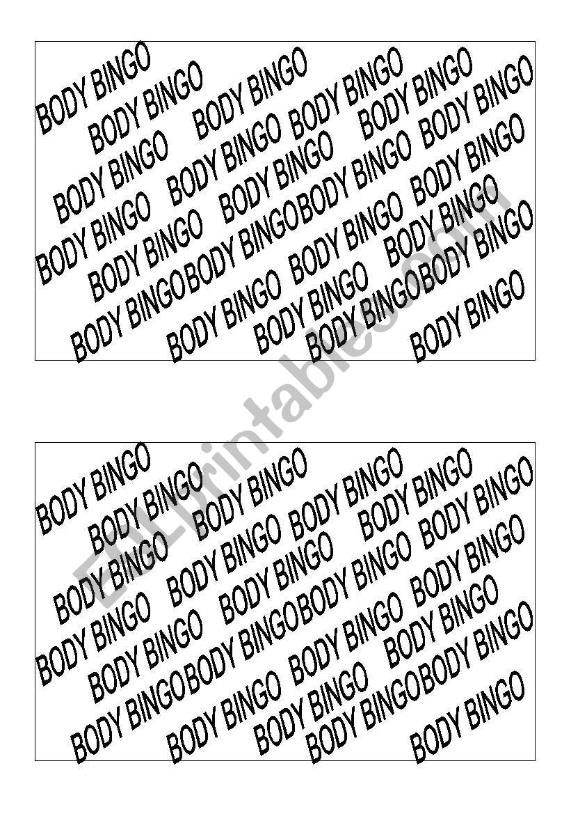 Body Bingo worksheet
