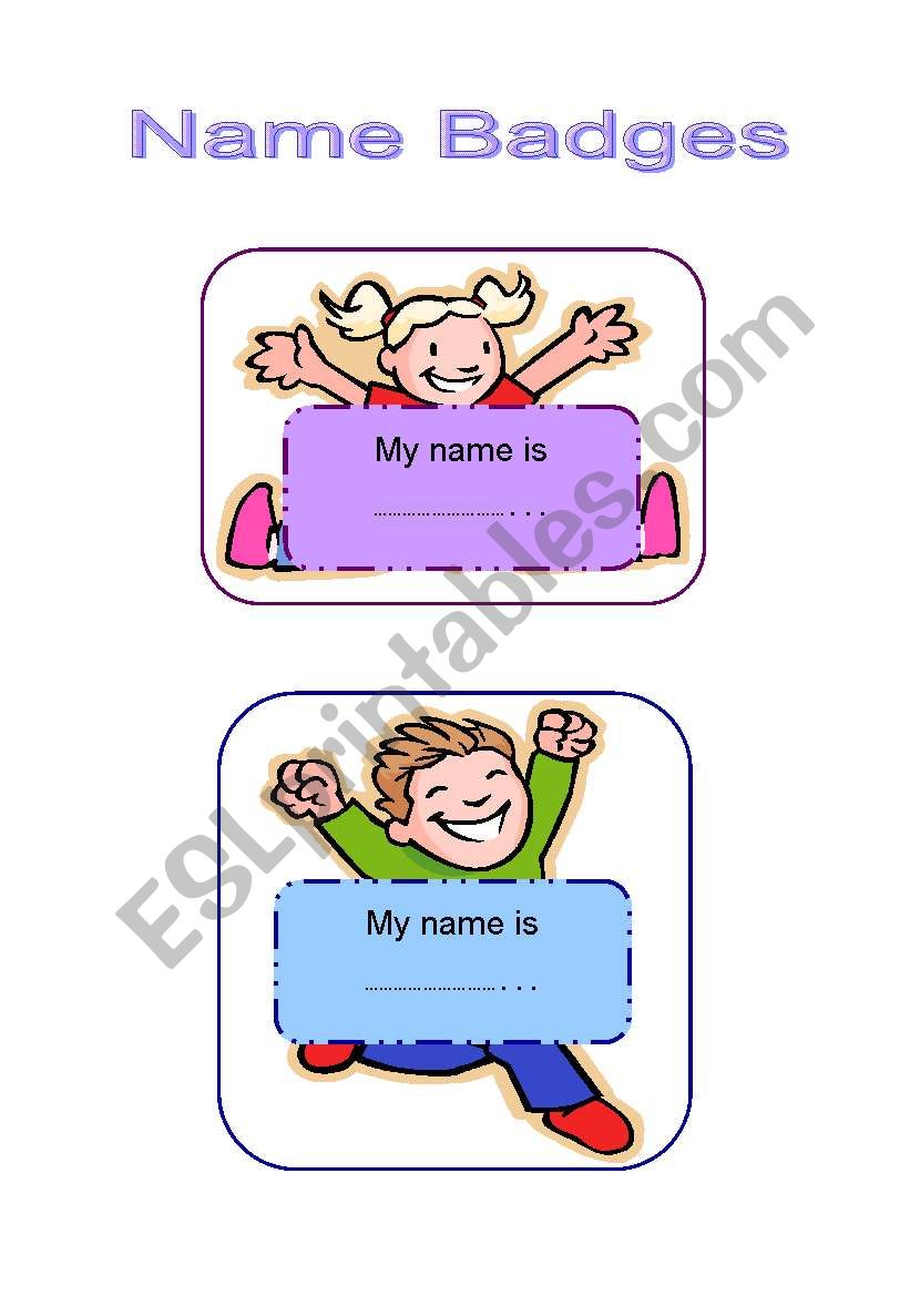 Name badges worksheet