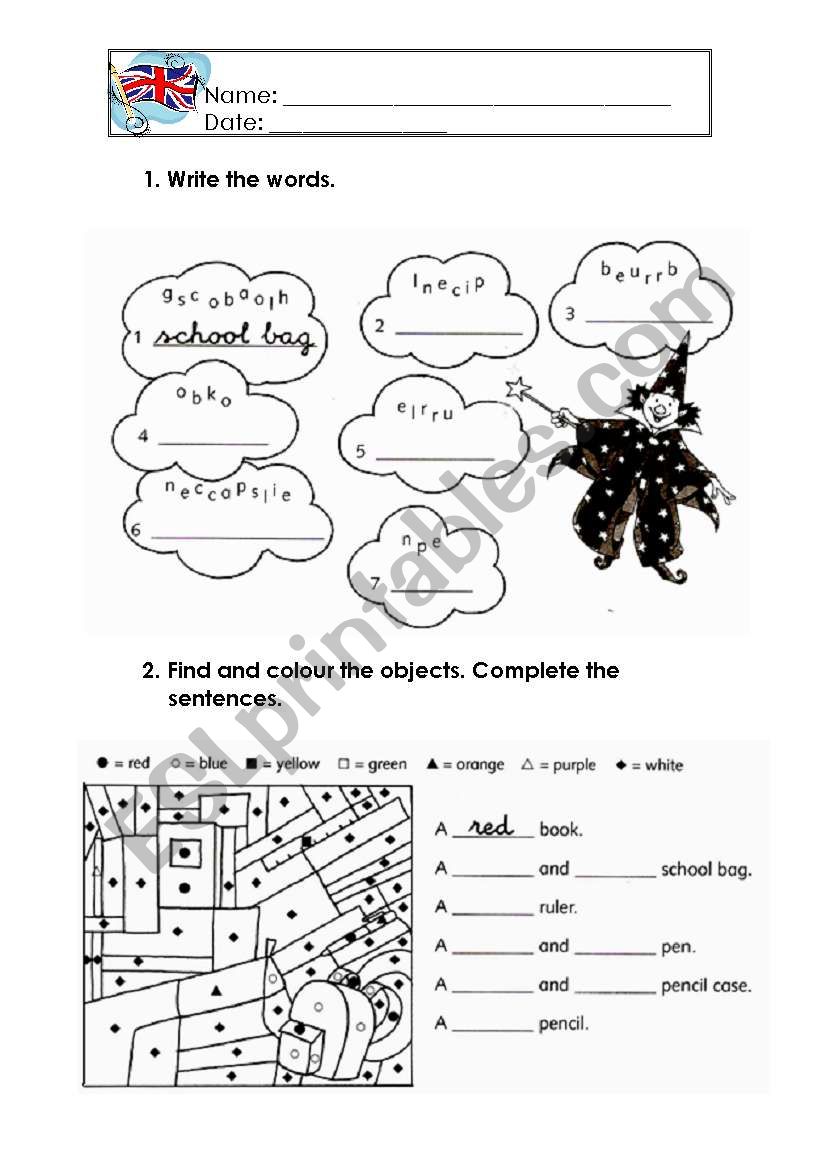 Classroom Vocabulary worksheet