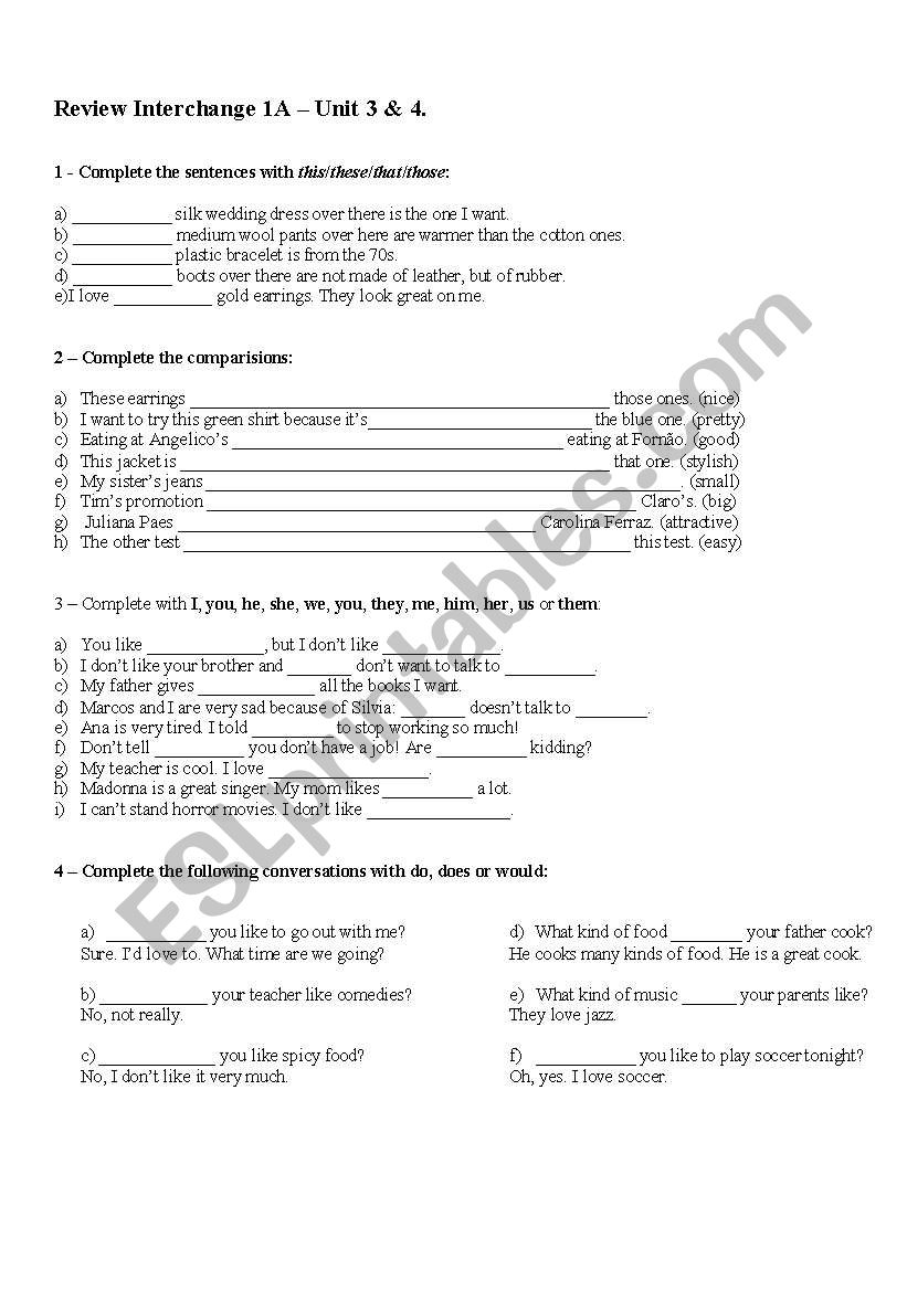 Interchange 1A review Units 3-4